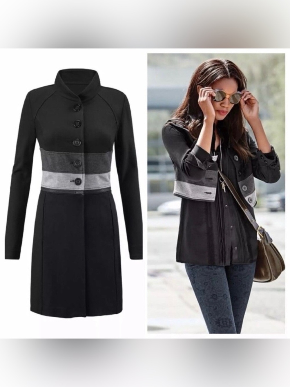 CAbi Osaka Nights Convertible Jacket Medium Black Colorblock